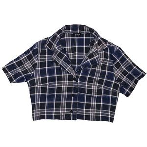 Brandy Melville blue plaid Vivian top.